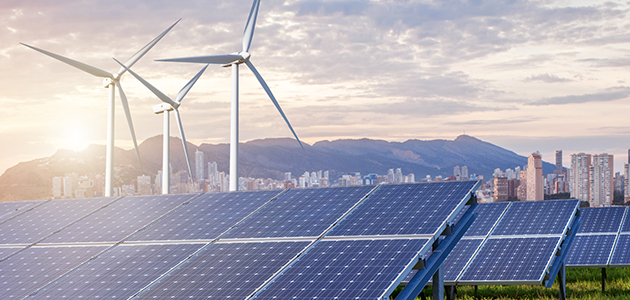 Energía de turbinas eólicas y solares